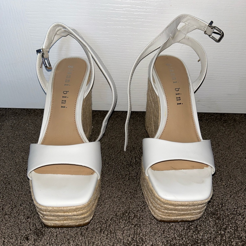 White platform heels
